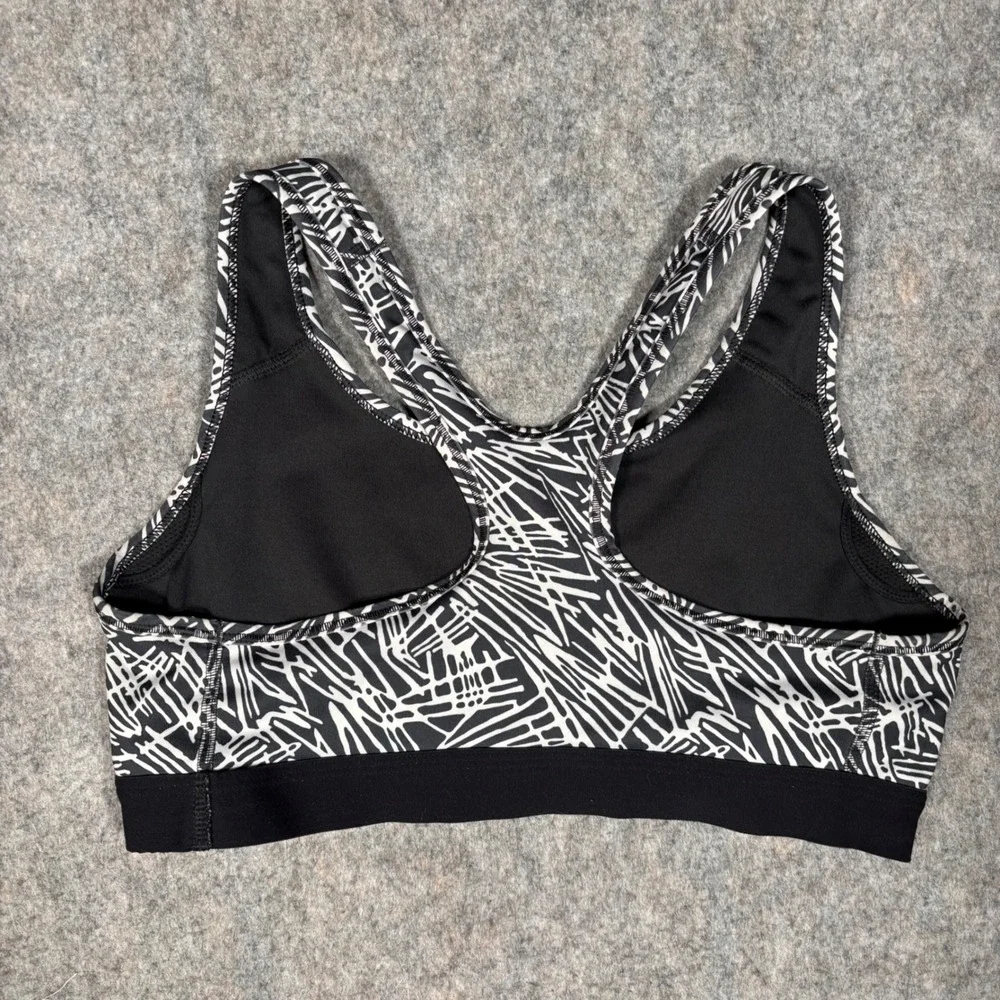 Nike Pro Sports Bra Womens Medium Black White Abstract Print Dri-FIT Racerback